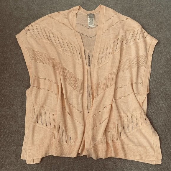 Chico's Poncho Womens S/M Small/Medium Peach Knit Lightweight Wrap Shawl Top - Picture 1 of 9